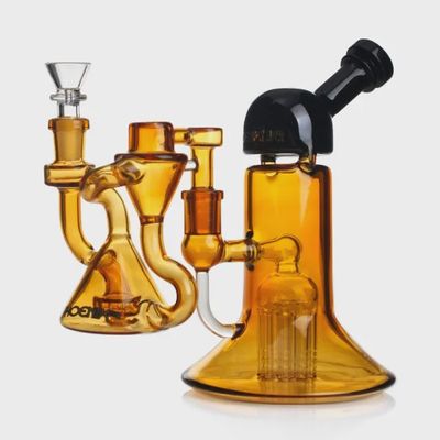 Wide Base Dome Top Bubbler w Matching Ash Catcher and a bowl