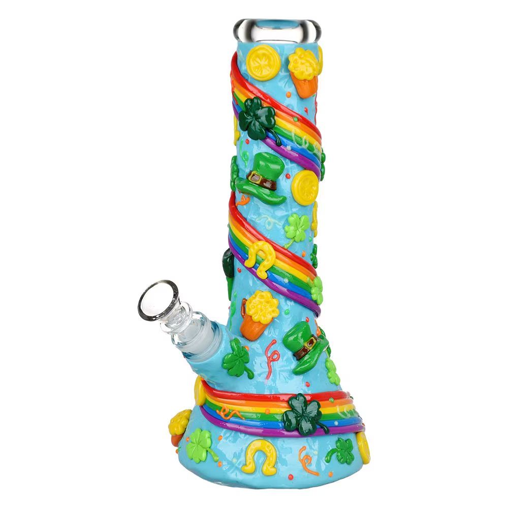 St Patricks Day Rainbows and Gold Glow In The Dark Water Pipe