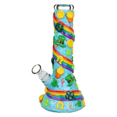 St Patricks Day Rainbows and Gold Glow In The Dark Water Pipe