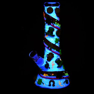 St Patricks Day Rainbows and Gold Glow In The Dark Water Pipe