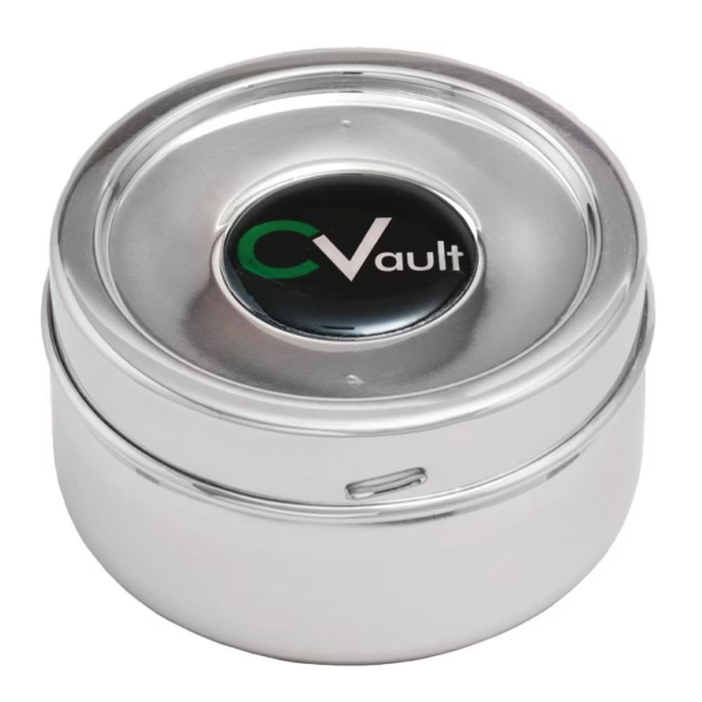 CVault &quot;Twist&quot; Stainless Steel Storage Container w/ Boveda Pack 14g