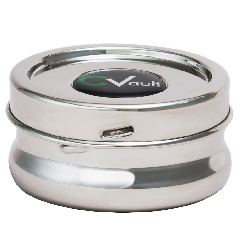 CVault &quot;Twist&quot; Stainless Steel Storage Container w/ Boveda Pack 7g