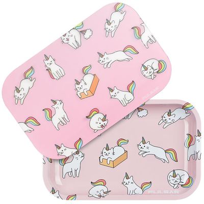 Pulsar Metal Rolling Tray w/ 3D Lid Caticorns 11&quot;x7&quot;