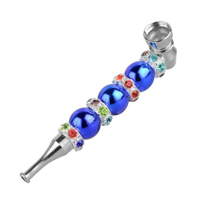 Glitzy Jeweled Metal Hand Pipe 5&quot;