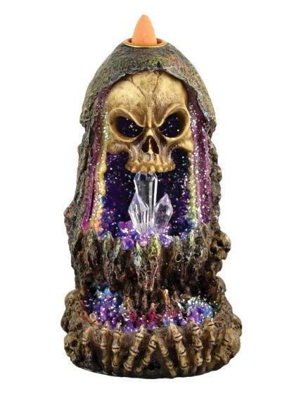 Geode Skull Backflow Incense Burner w/ LED Light