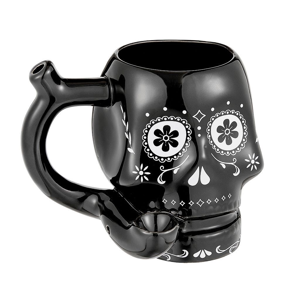 Ceramic Sugar Skull Mug Pipe