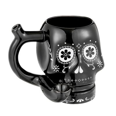 Ceramic Sugar Skull Mug Pipe