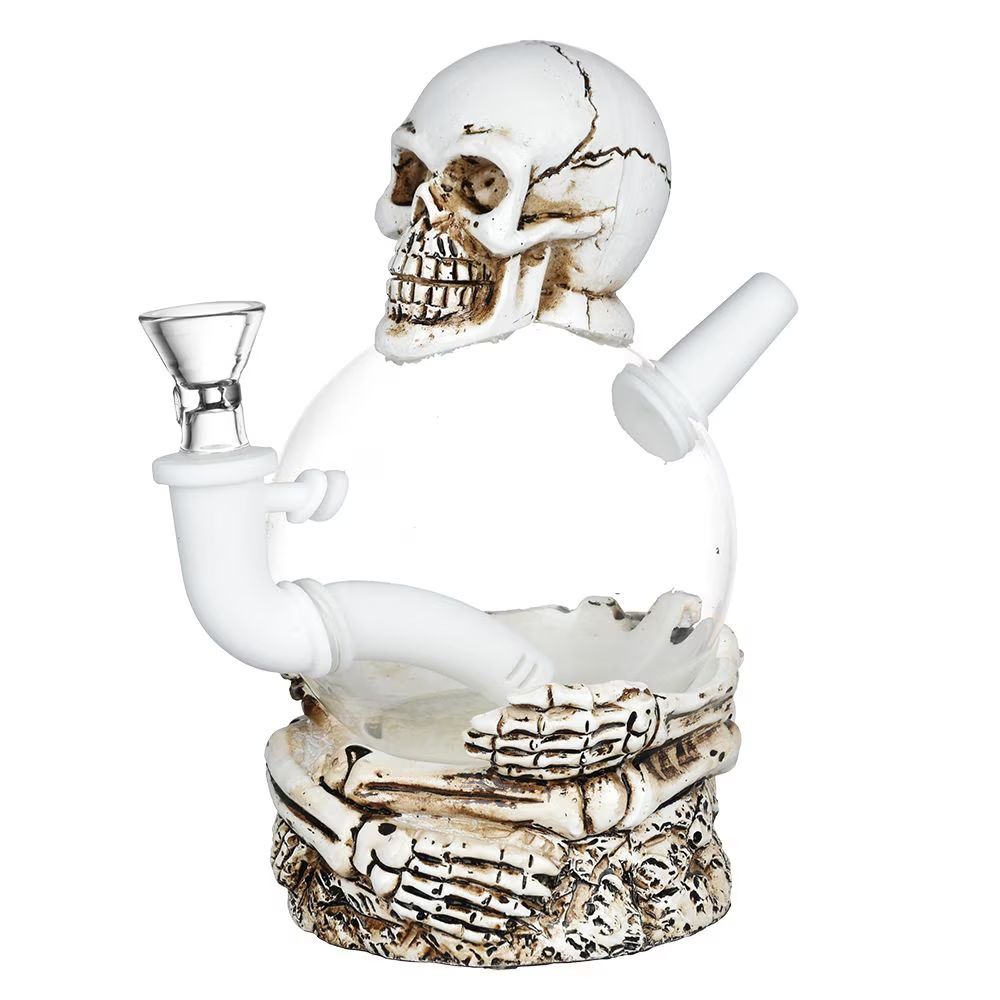 Skeleton&#39;s Embrace Resin &amp; Glass Water Pipe