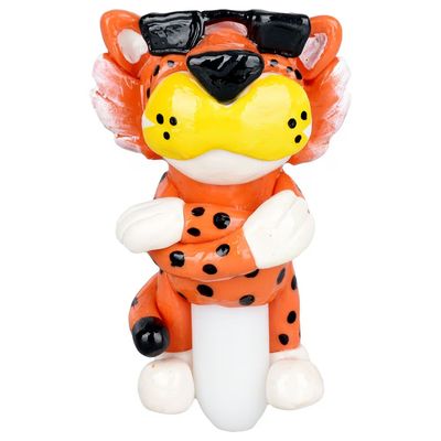 Cheezy Cheetah 3D Painted Glass Spoon Pipe