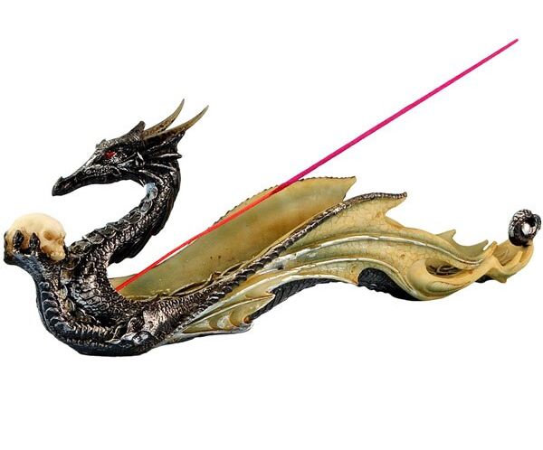 Wyvern Holding Skull Incense Burner