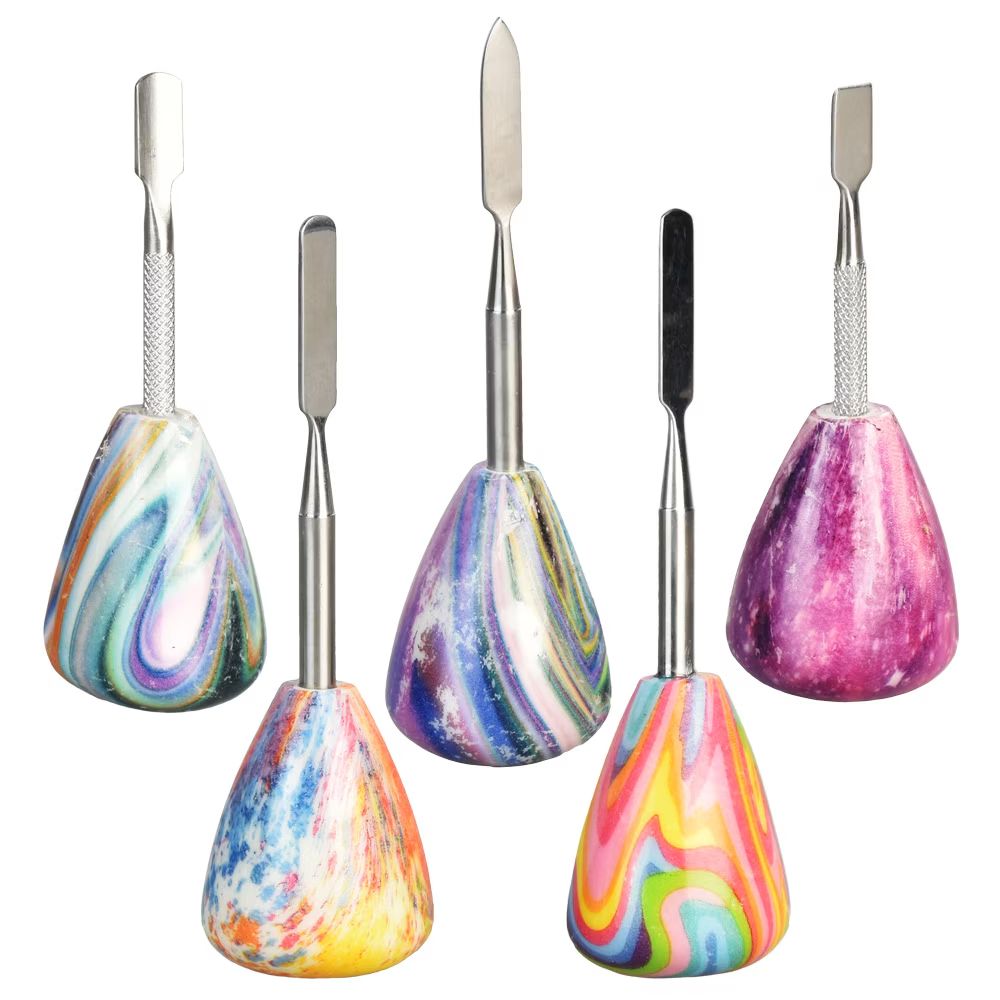 Trippy Bulbous Resin Handle Stainless Steel Dab Tool