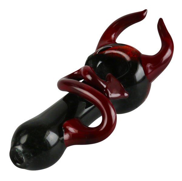Devil Horns &amp; Tail Dark Frit Spoon Pipe