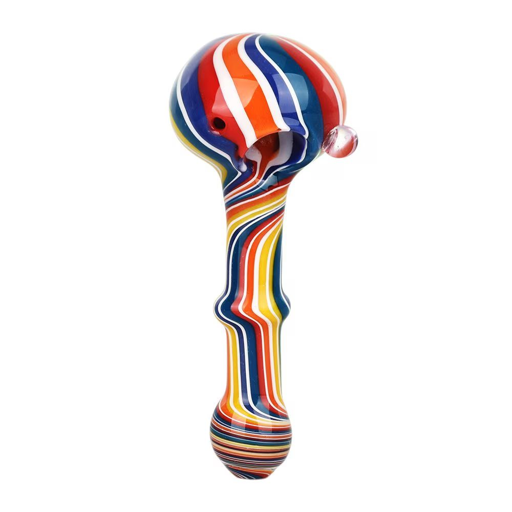 Rainbow Stripes Glass Spoon Pipe