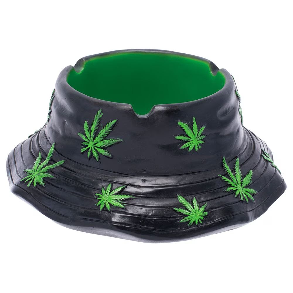 Fujima Black &amp; Green Leaf Bucket Hat Ashtray
