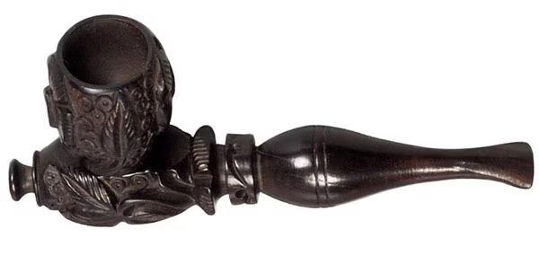 Gothic Carved Leaves Wood Steamroller Pipe