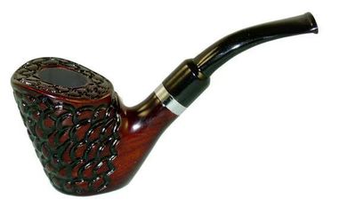 Pulsar Shire Pipes Standing Carved Scales Wood Smoking Pipe