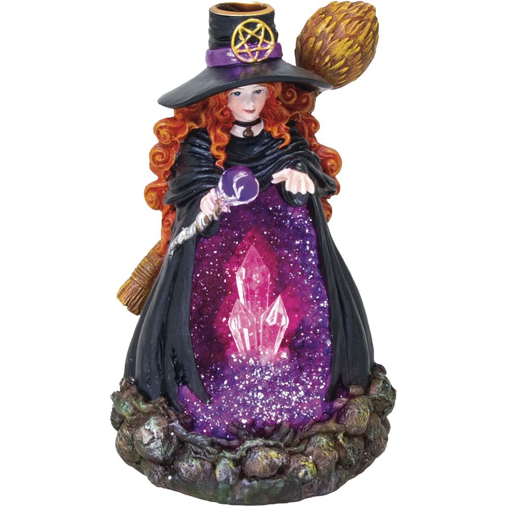 Fujima Witch Crystal Geode Cave LED Backflow Incense Burner
