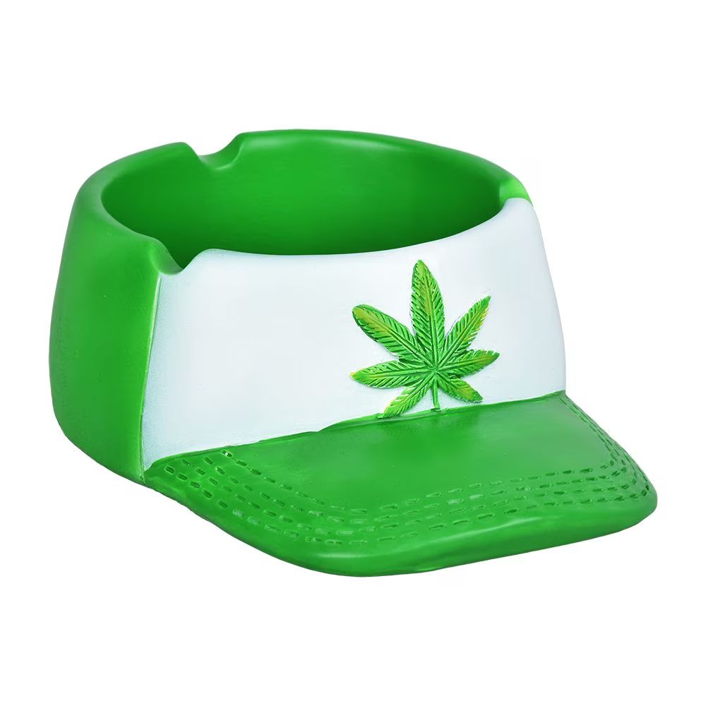 Hemp Leaf Baseball Cap Ceramic Ashtray