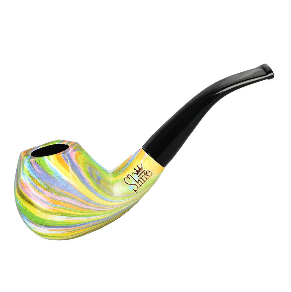 Pulsar Shire Pipes The Sundog Bent Apple Tapered Stem Rainbow Wood Pipe 6&quot;