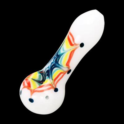 Rainbow Web Color Spiral Glass Hand Pipe | 4.5&quot;