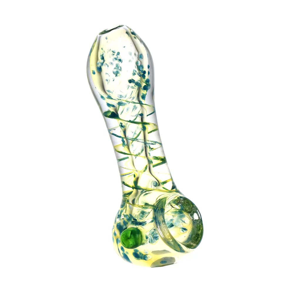 Silver Fumed Corkscrew Pattern Clear Glass Hand Pipe | 3.5&quot;