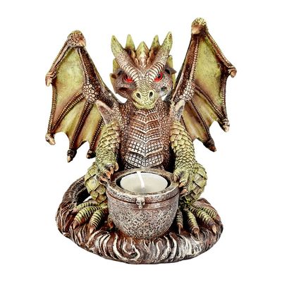 Rascally Dragon Decorative Polyresin Votive Candle Holder Figurine | 6.5"