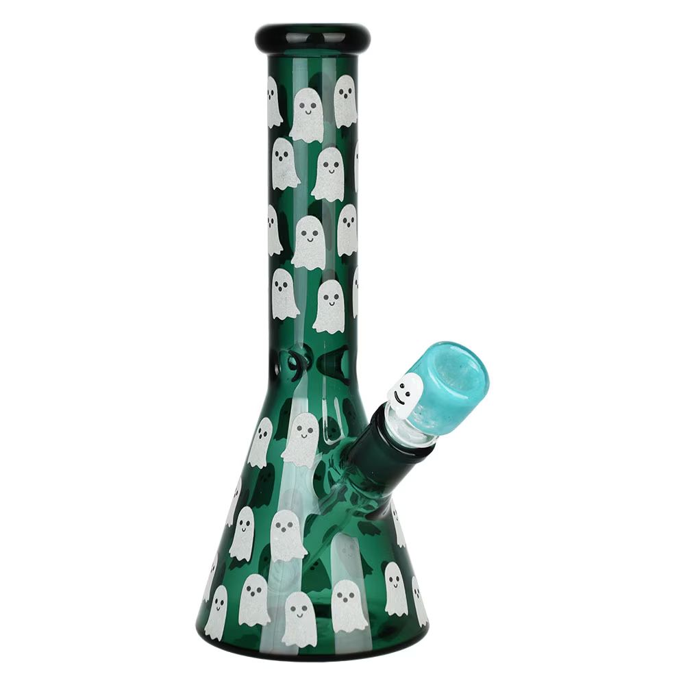 Ghostly Glow Beaker Water Pipe | 10&quot; | 14mm F, Color: Teal