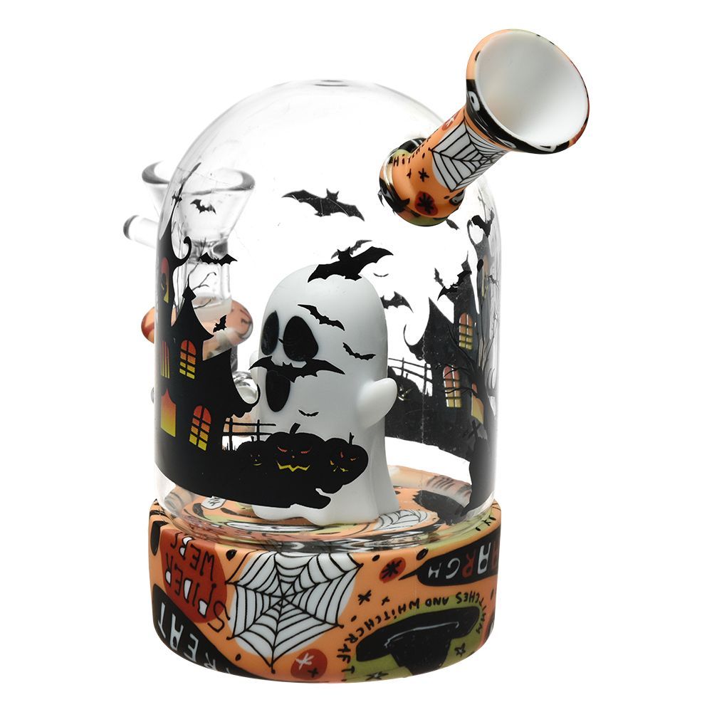 Haunted House Bell Jar Silicone &amp; Glass Water Pipe, Color: Orange
