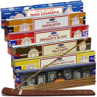 Satya Incense w/ Burner | 15g | Assorted Scents | 8pc Set