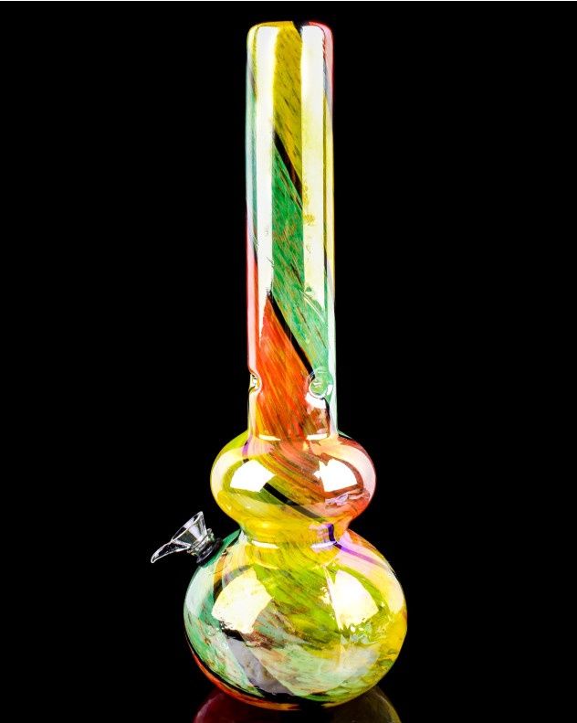 Rainbow Splash - 18&quot; Thick And Chunky Glass Bong - Rasta