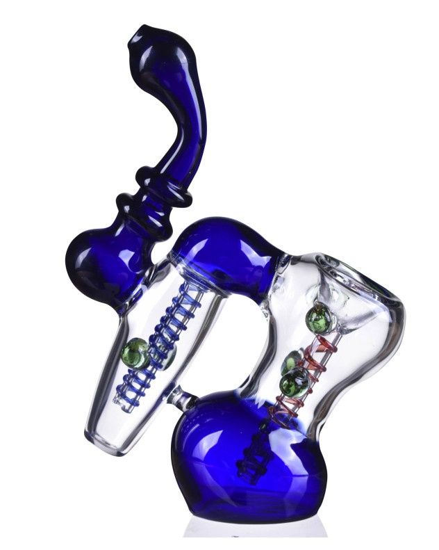 7&quot; Double Chamber Bubbler Blue