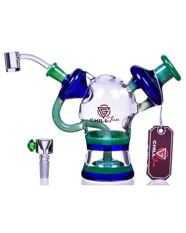 Smoke Mocha -8&quot; In N Out Showerhead Perc Recycler Bong - Go Green