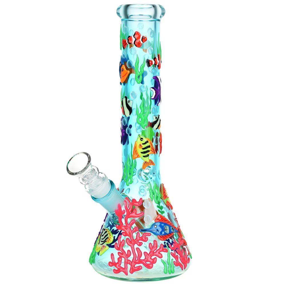 Reef Riot Glow In The Dark Beaker Water Pipe 10&quot; 14mm F