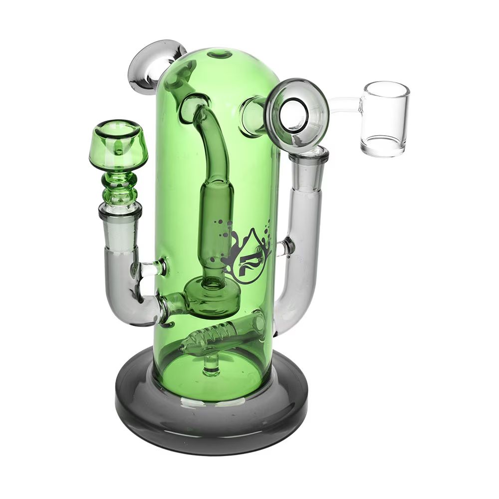 Pulsar Double Trouble Dry Pipe/Dab Rig 8&quot; 14mm F, Color: Green