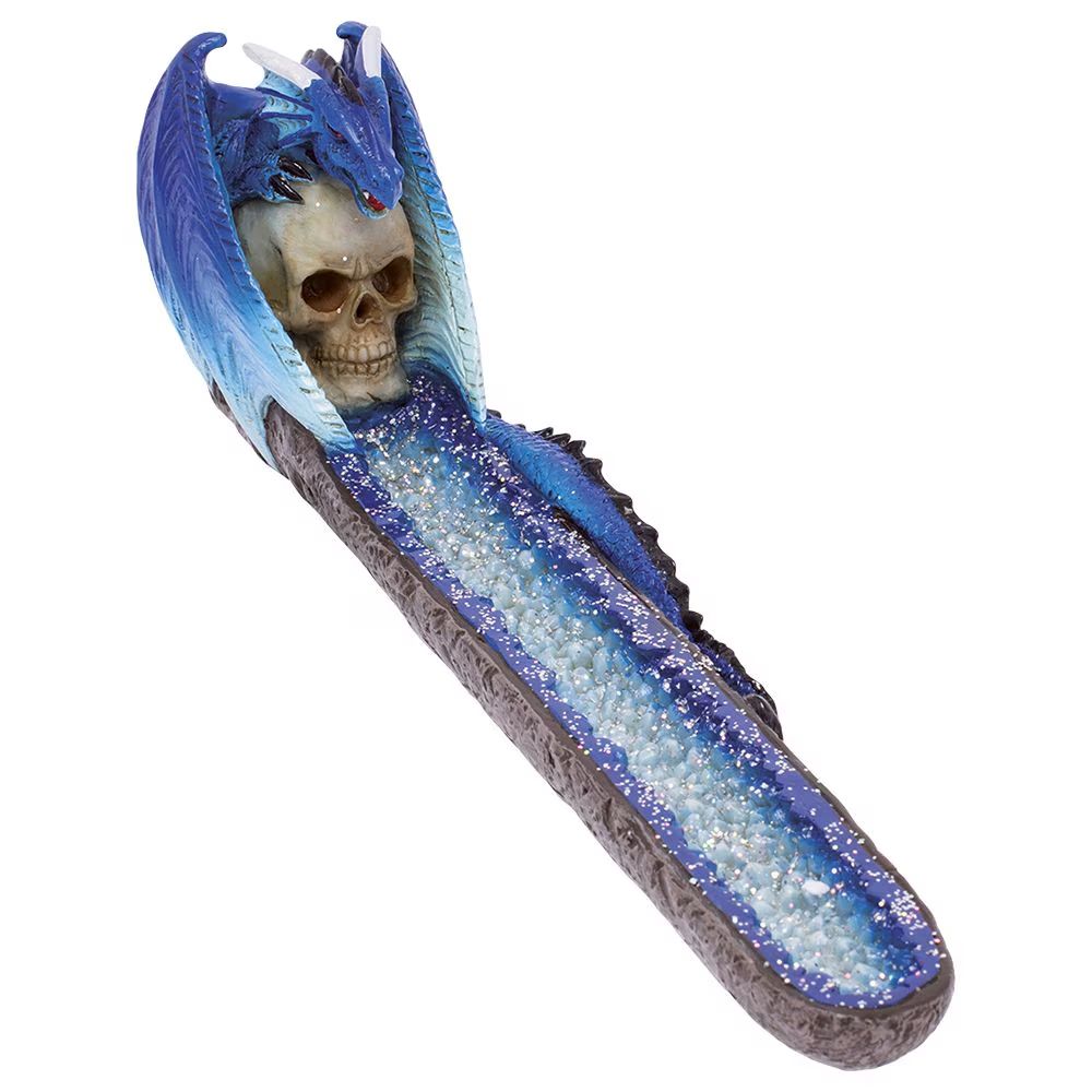 Fujima Blue Dragon on Skull Crystal Incense Burner