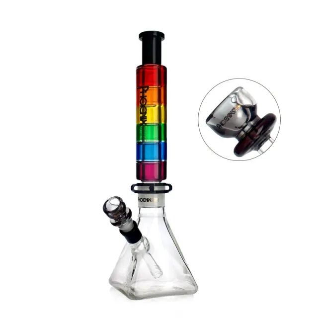 Phoenix Star 16&quot; Rainbow Glycerin Square Base Bong with Glycerin Bowl