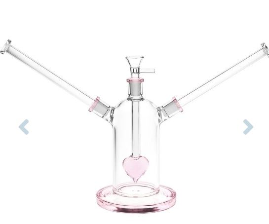 Date Night Heart Perc Dual Neck Glass Water Pipe 7&quot; 14mm F
