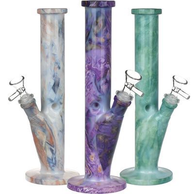Marbled Straight Tube Glass Water Pipe 10.75&quot; 14mm F