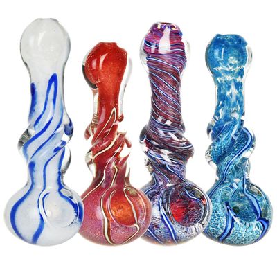 Mid-Twist Swirl Frit Glass Spoon Pipe 4.5&quot;