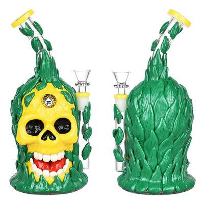 Pulsar Skull Pineapple Water Pipe 10&quot; 14mm F (Glows in the Dark)