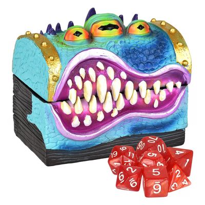 Mimic Monster Polyresin Box with Gaming Dice 3.8&quot; x 3.6&quot;