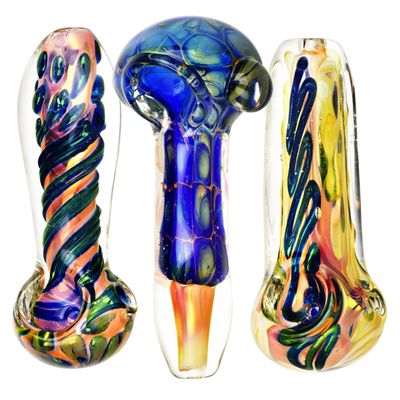 Metallic Fumed Glass Spoon Pipe 3.75&quot;