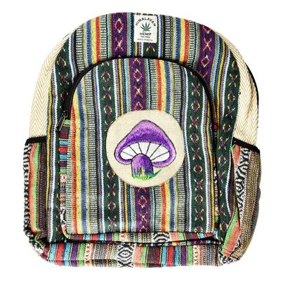 ThreadHeads Himalayan Hemp &quot;Funky Mushroom&quot; Backpack | 12&quot;x16&quot;