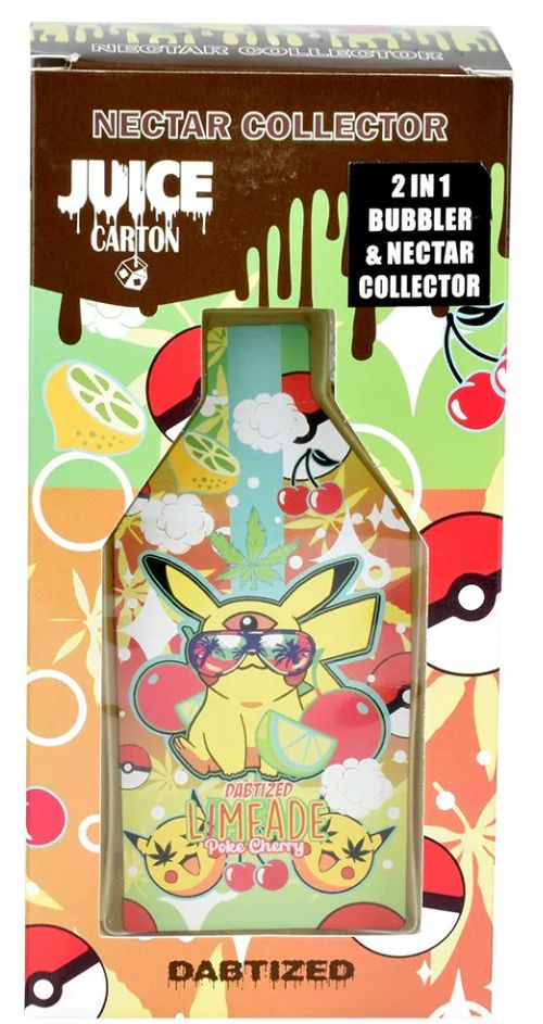 Dabtized Juice Carton Bubbler Dab Straw &amp; Dry Herb Pipe 7&quot; 10mm F, Style: Limeade Poke Cherry