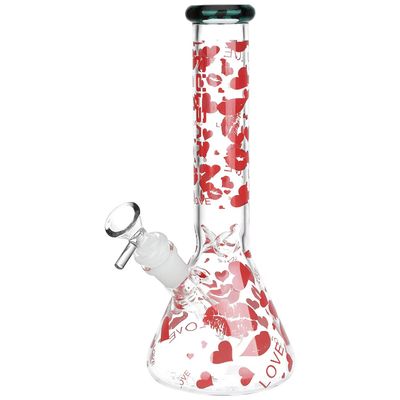 Pulsar Hearts And Kisses Glass Beaker Water Pipe 9.75&quot; 14mm F