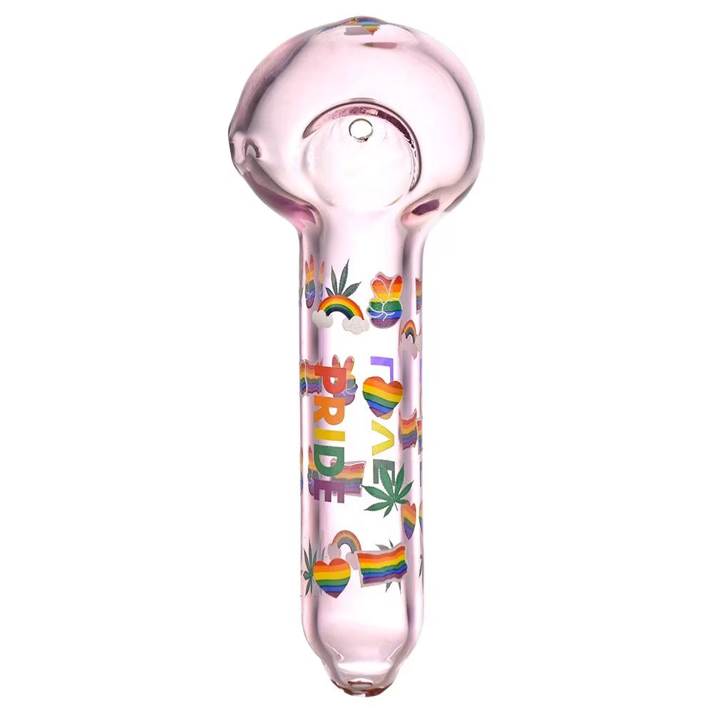 Pride Glow In Dark Glass Spoon Pipe 5.25&quot;, Color: Pink