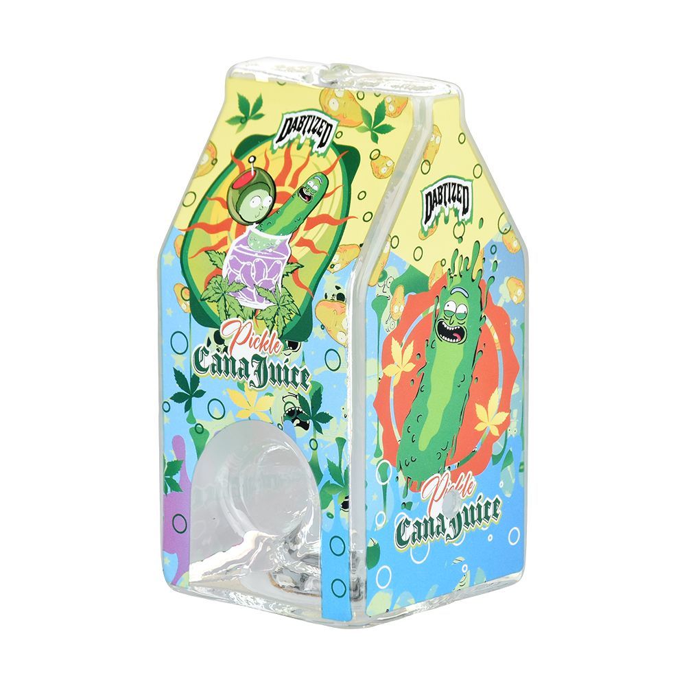 Dabtized Juice Carton LED Glass Hand Pipe 3.75&quot;, Style: Pickle Rick Juice