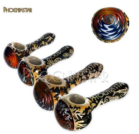 Phoenix Star Tribal Etched/Wig Wag Hand Pipe