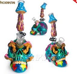 Vibrant Mushy Skull Water Pipe