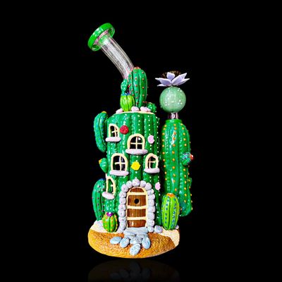 Unique Cactus House Water Pipe - Themed Glass Bong